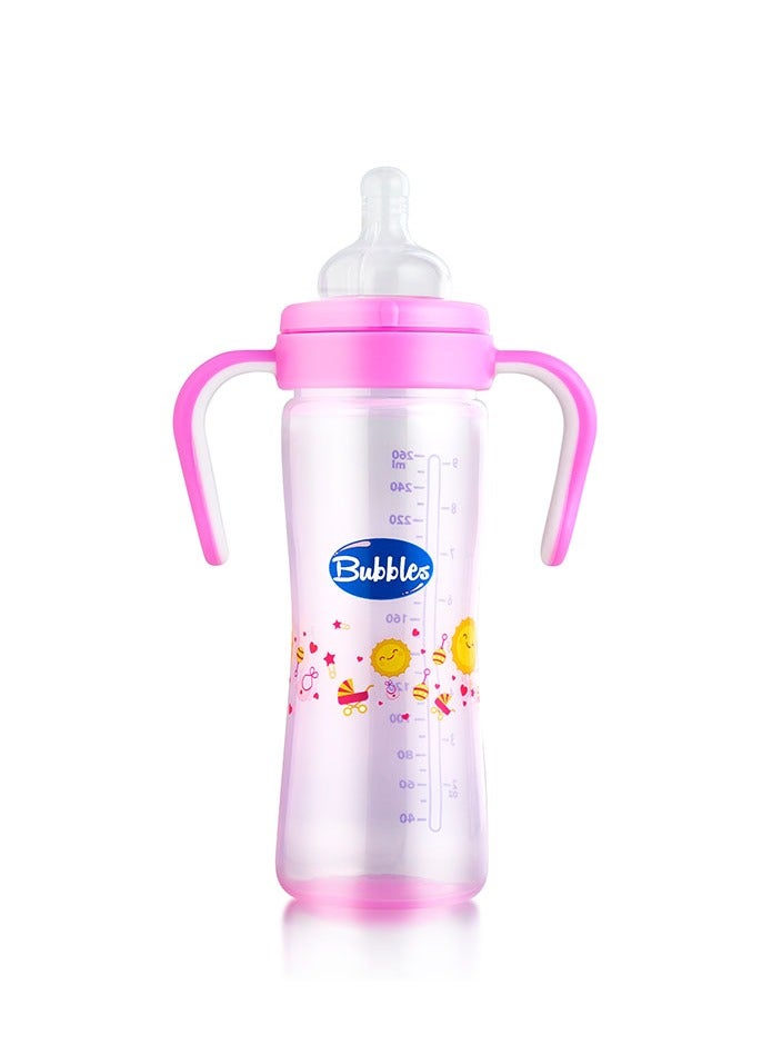 Bubbles Classic feeding bottle with hand 270ml - Rose- Multishape - Image 3